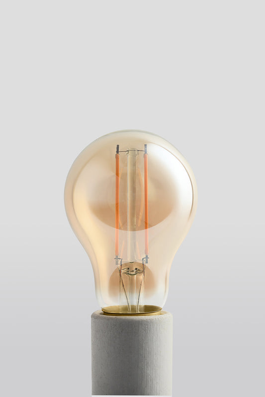 Modern A19 LED light bulb with warm vintage Edison style glow