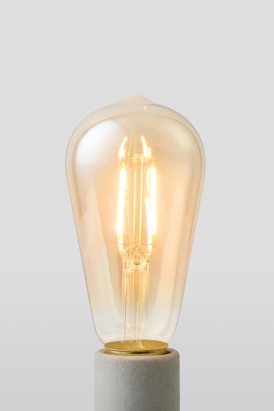 Modern ST19 LED light bulb with warm vintage Edison style glow