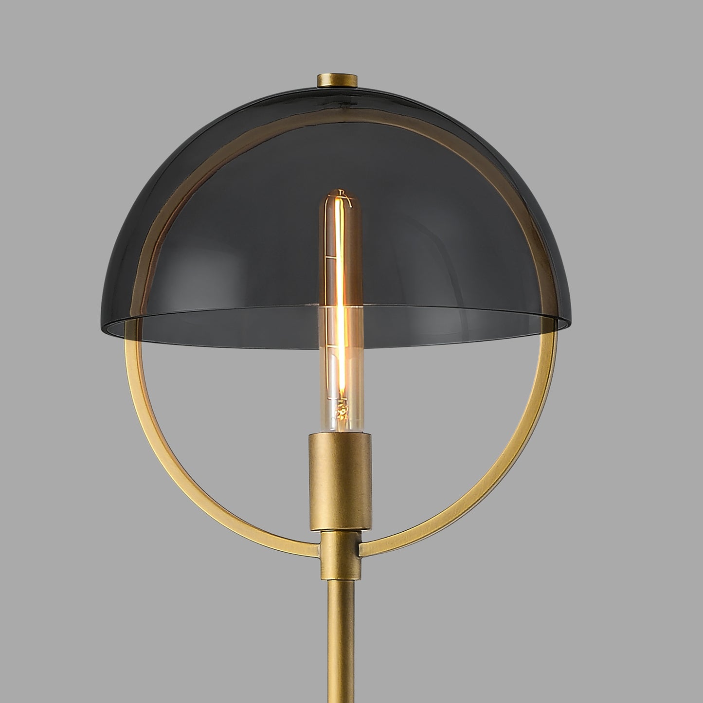 Copernica Floor Lamp features the T9 Emberline LED Light Bulb. The tube LED bulb is at the center of the universe in this unique mid century modern light fixture.