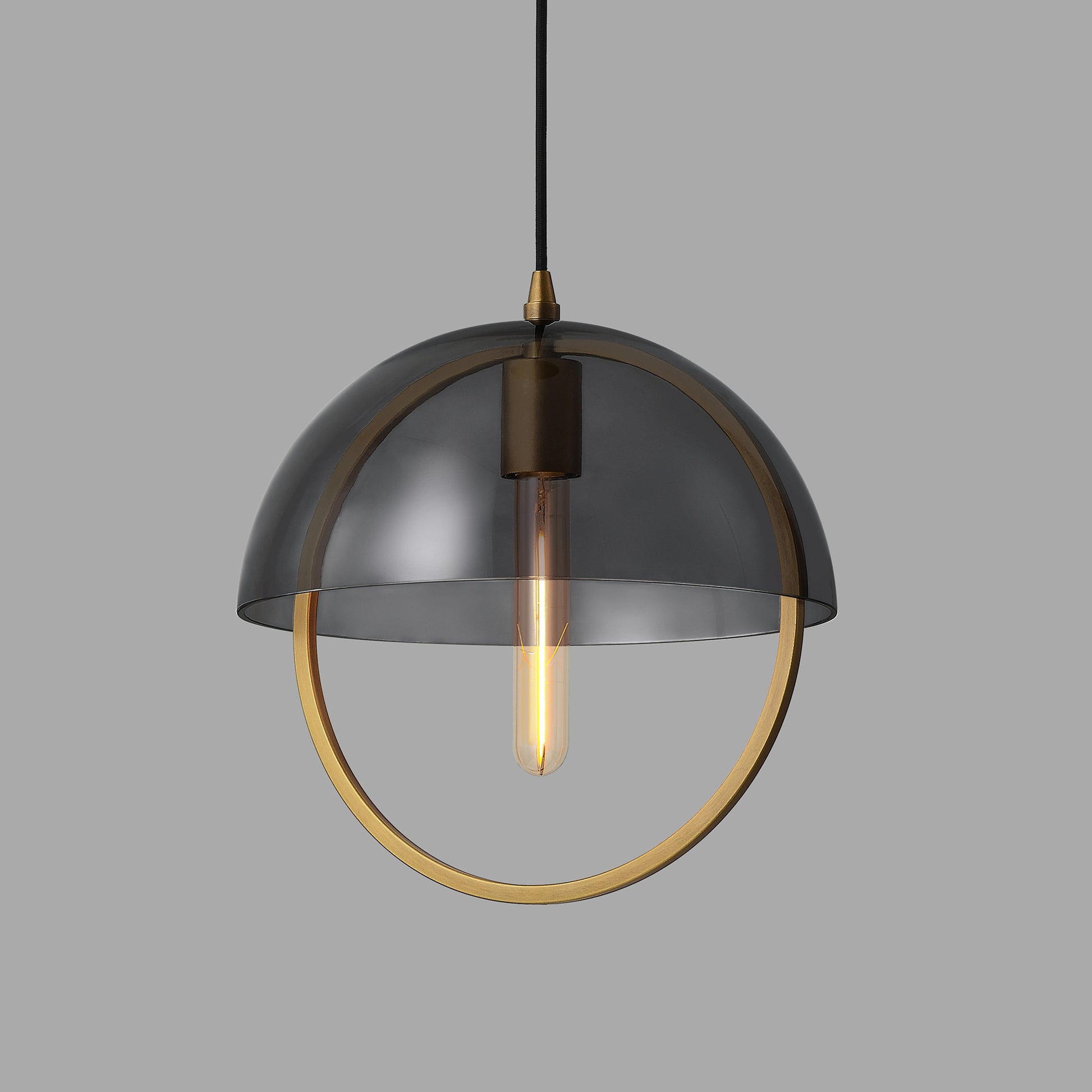 Copernica Large Pendant features the T9 Emberline LED Light Bulb. The tube LED bulb is at the center of the universe in this unique mid century modern light fixture.
